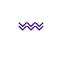a purple wavy logo on a black background